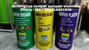 tempat sampah stainless diamter 30 tinggi 65 cm